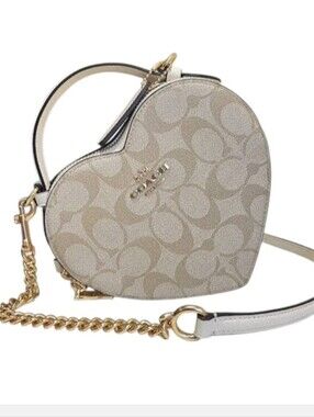 COACH Heart Crossbody Light Khaki Signature C